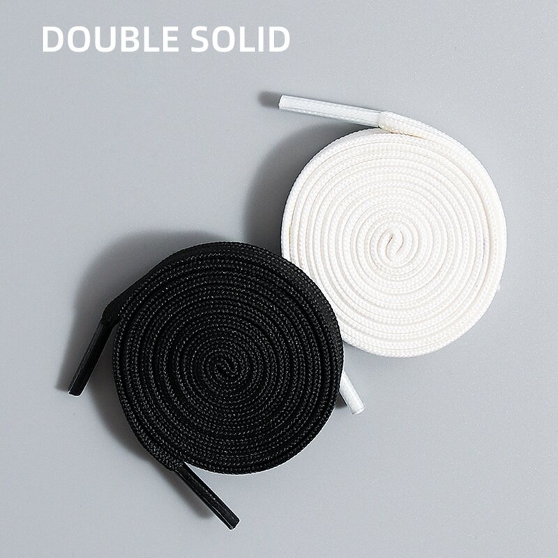 1Pair Black and White Flat Shoelaces Rubber Band for Canvas Shoes All-match White Laces for Sneakers AF1 Double-layer Shoestring