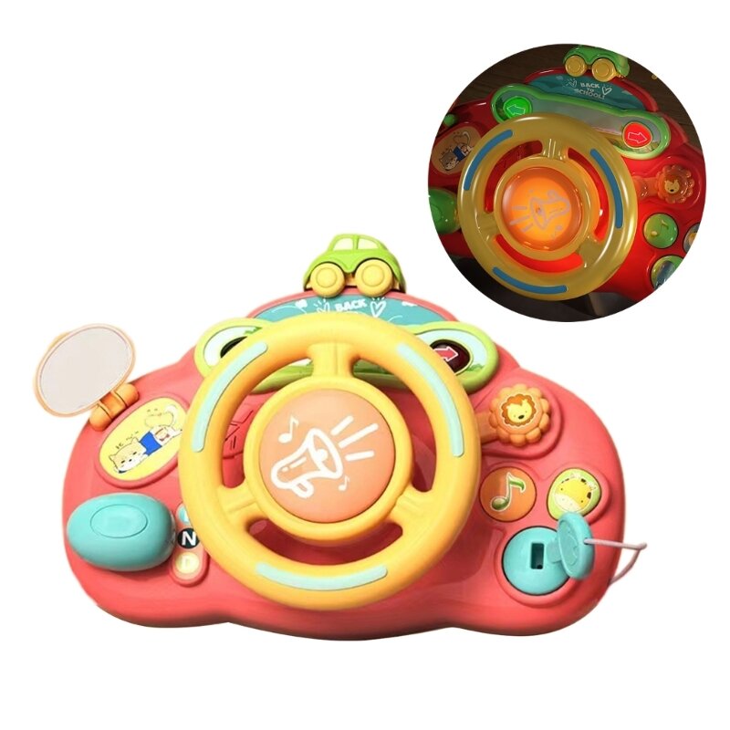 Colorful Simulation Driving Steering Wheel Toy Light Electric Toy for Kids Gift