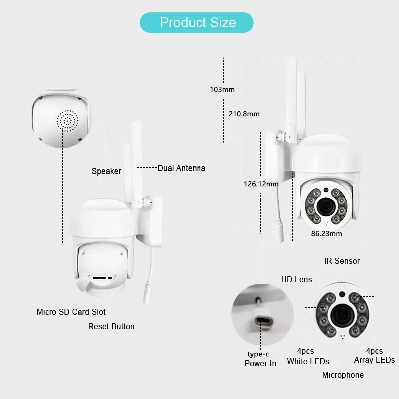 Kamera WIFI monitoring bezpieczeństwa wideo CCTV na zewnątrz Audio noc pełny kolor bezprzewodowy wodoodporny kamera ochrony AutoTracking AI