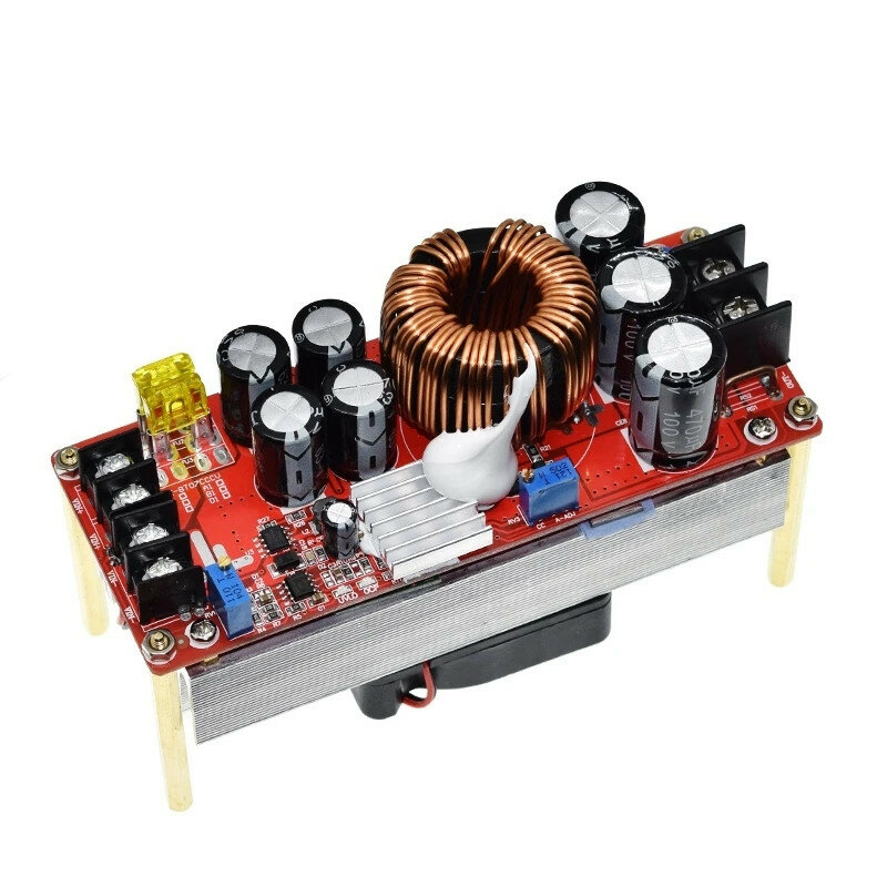 DC-DC 1500W 30A Voltage Step Up Boost Converter CC CV Power Supply Module Step Up Constant Current Module 10-60V to 12-97V Fan