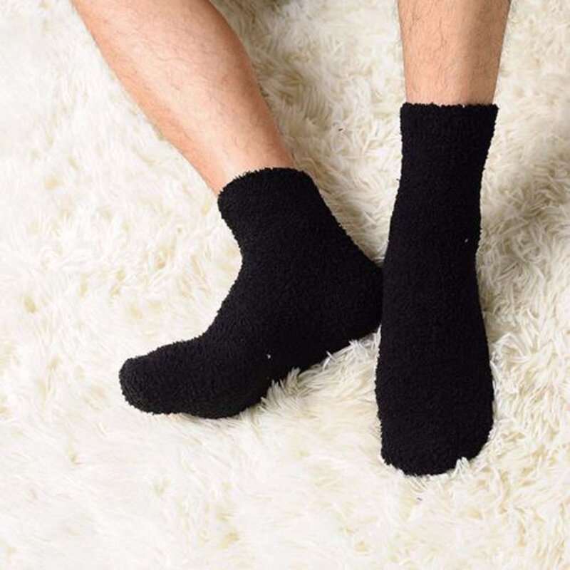 Уютные кашемировые носки кораллового цвета для мужчин и женщин, Осень-зима, утолщенные плюшевые теплые пушистые однотонные носки для сна, оптовая продажа