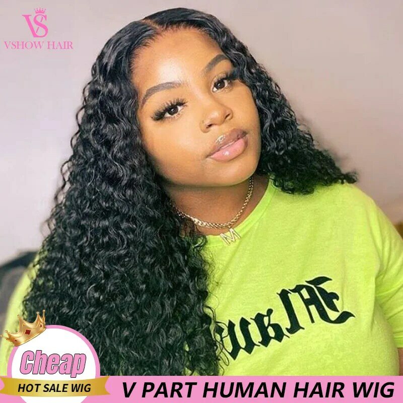V Part Wig Human Hair No Leave Out Lace V Part Human Hair Wig Water Wave Upgrade U Part Wig No Glue&Suit Your Natural Hair VSHOW