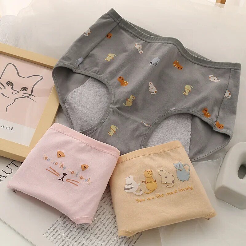 New Physiological Period Panties Female Menstrual Leakage Sanitary Cotton Bottoms Mid-waist Cotton Teenage Menstrual Underpants