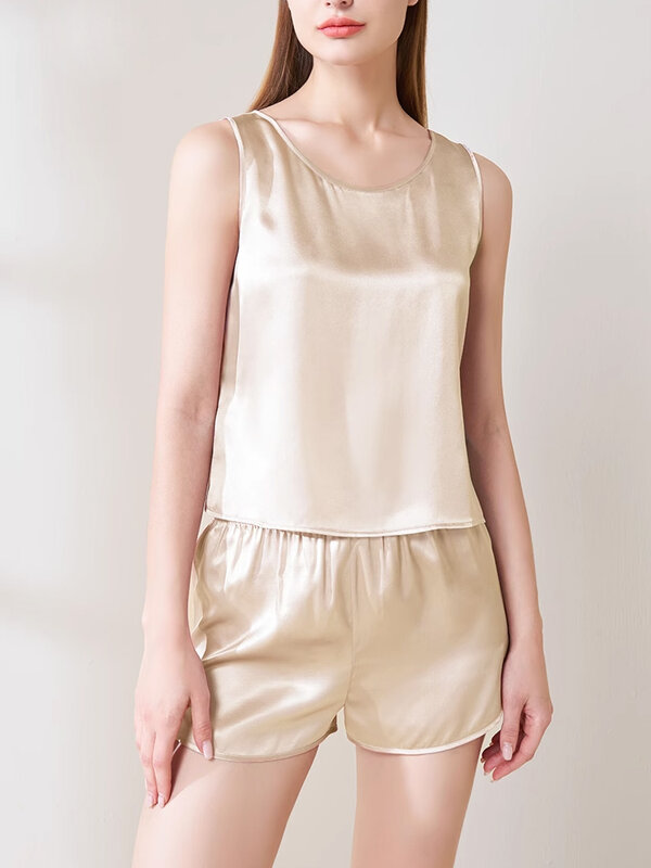 SuyaDream, Woman 100%Real Silk Shorts, 19mm, Elastic Waist, Comfortable Healthy Home Shorts, 2024 Spring Summer Pants, White