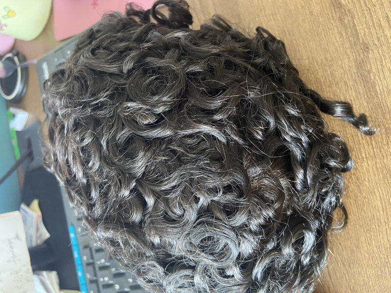 Мужской парик коричневый и черный, 20 мм, прочный, на основе ПУ