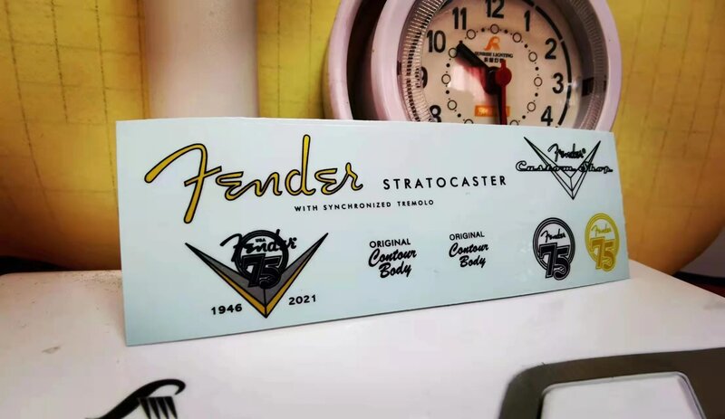 Водяная переводная наклейка с логотипом головки гитары крыла 75 на годовщину