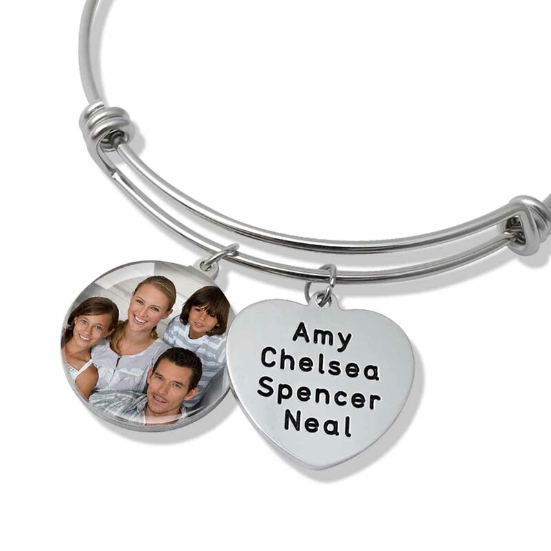 Bracelet personnalisé avec Photo, texte gravé, breloque pour femmes, cadeau de noël