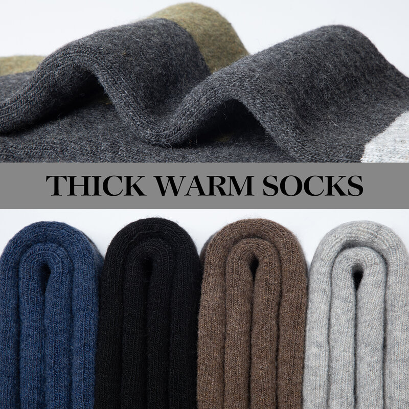 5 Pairs Men's Merino Wool Socks Wool Hiking Socks Soft Warm Winter Casual Crew Moisture-Wicking Socks for Indoors Outdoors