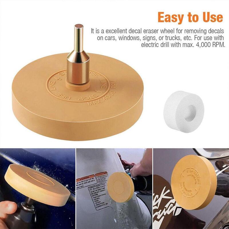 Car Decal Remover For Glue Rubber Eraser Wheel Remove Adhesive Sticker Pinstripe Decal Graphic Remover With Drill Adapter