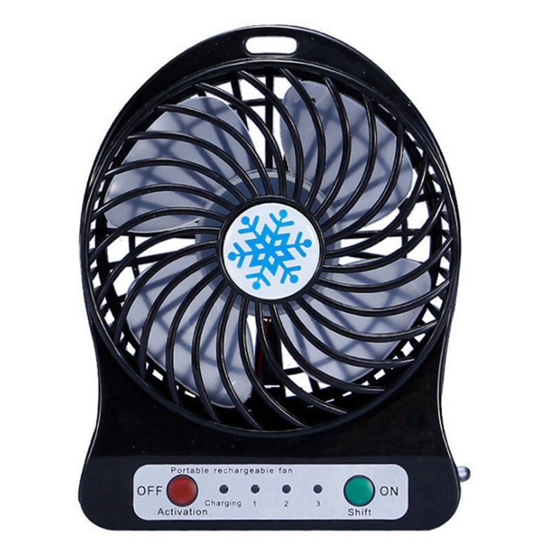 2X Portable Rechargeable Mini Fan Air Cooler Mini Desk Fan USB Cooling Rechargeable Handheld Fans Black