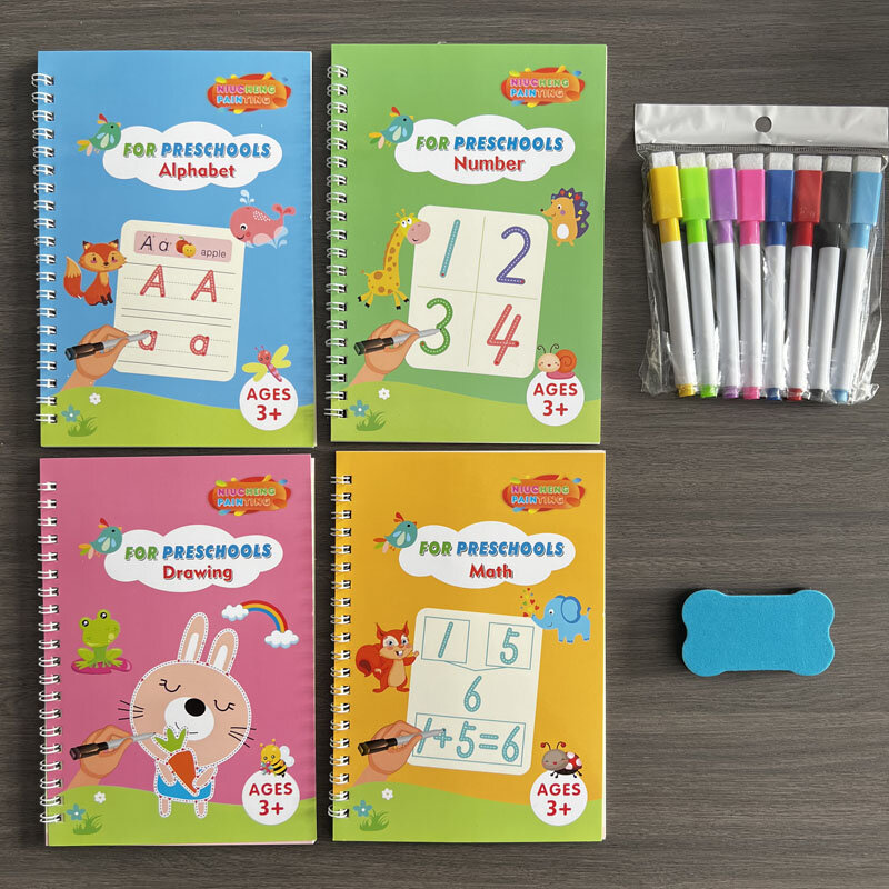 Magisches Tracing Arbeitsbuch lösch bare magische Bücher für Kinder wieder verwendbares Notizbuch Schreiben für Schriftzug Kalligraphie Set Montessori