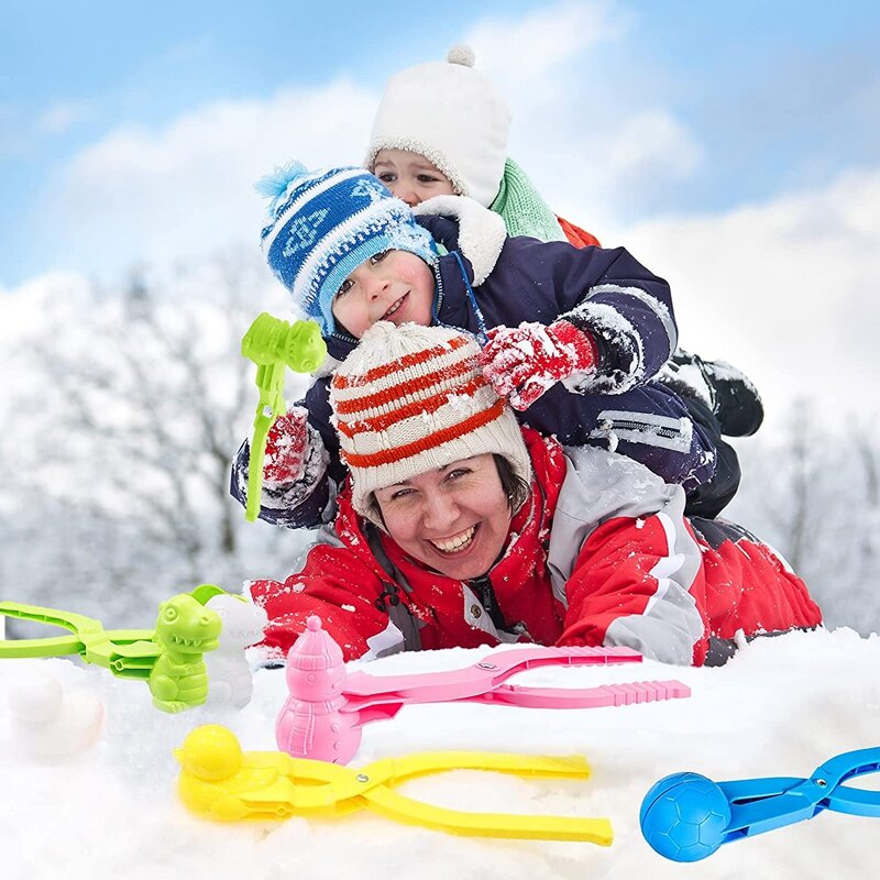 4 pak mainan Pembuat bola salju untuk anak-anak, mainan bola salju melawan anak-anak musim dingin luar ruangan klip bola salju permainan salju untuk anak-anak