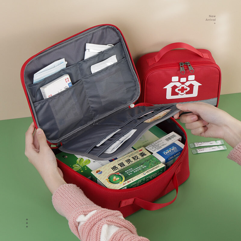 Kit de primeros auxilios para el hogar, bolsa de almacenamiento de medicamentos, organizador portátil de rescate para exteriores, Kit médico de gran capacidad para niños
