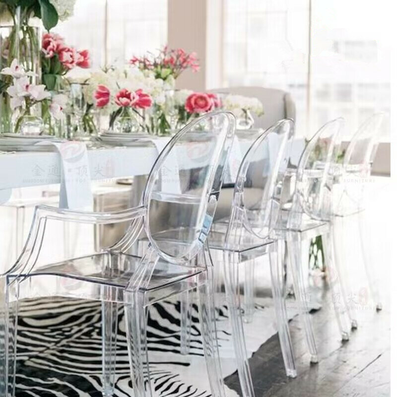 8 buah mode dekorasi rumah akrilik bening plastik kursi hantu restoran ruang makan bangku mebel untuk dekorasi pesta Bar