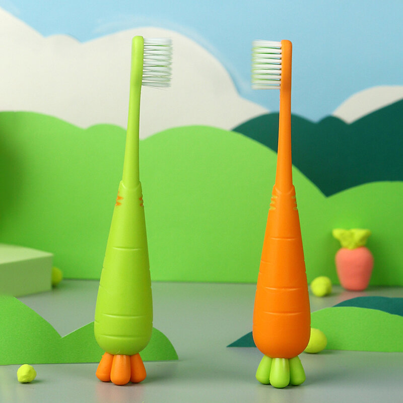 Brosse à dents douce pour enfants, nettoyeur de dents, jouets de dentition, dessin animé mignon Kawaii, carotte, outils de soins de santé, article pour enfants