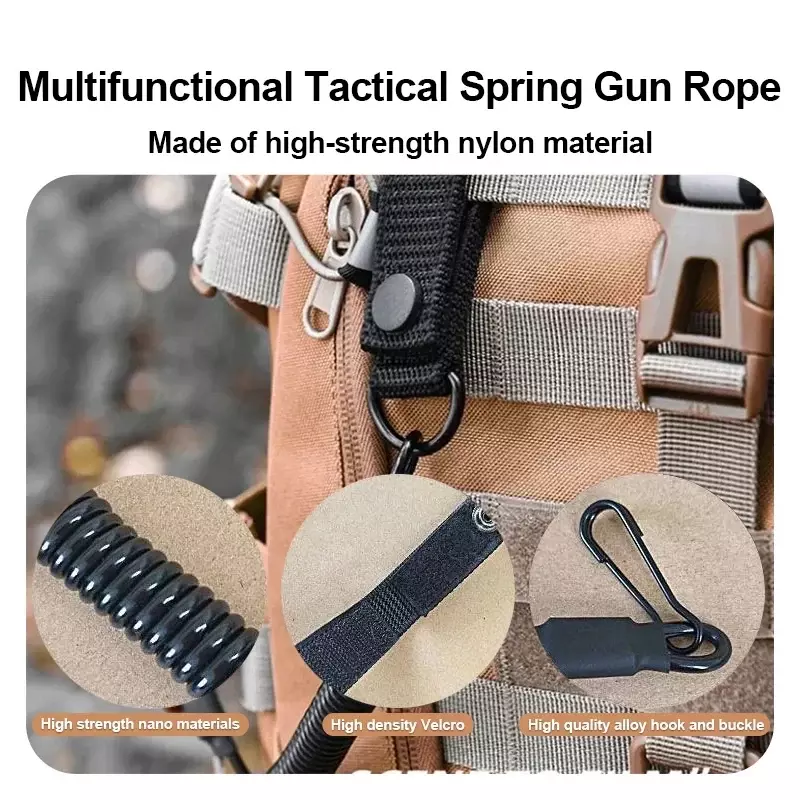 Elastic Lanyard Rope Tactical Anti-lost Military Spring Safety Strap Gun Rope For Key Ring Chain Flashlight Hunting Accessories