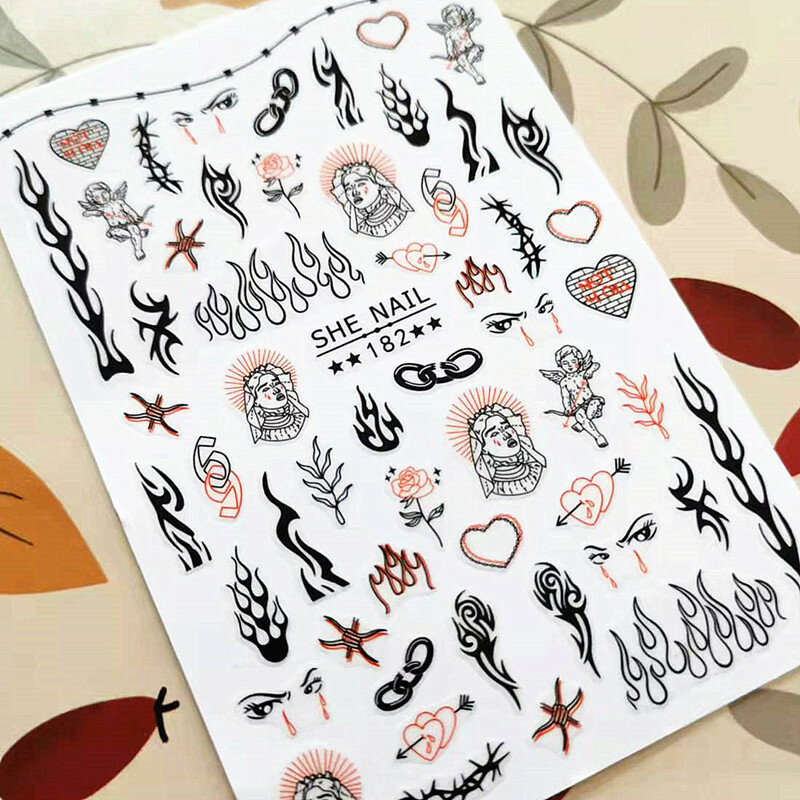 1 PC Newest 3D Self Adhesive Back Glue Decal Slider DIY Decoration Tools Nail Stickers SHE 182