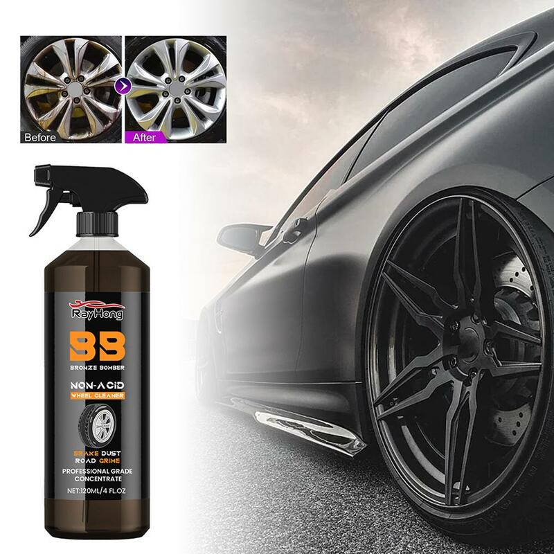 120ml Wheel Cleaner Strong Non Acidic TruckWheel Metal Rust Cleaning Dust Car Removal Detail Spray Remove Kit Auto Chemical U4H7
