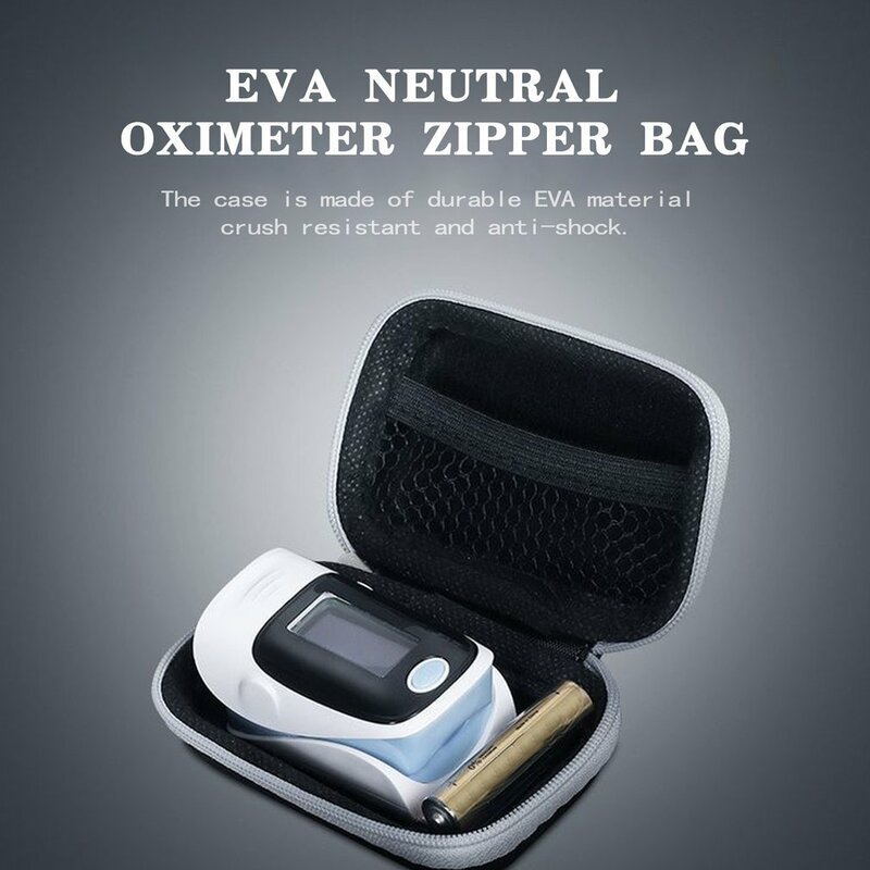 Bolsa de almacenamiento con cremallera para oxímetro, Kit de cubierta para oxímetro neutro de EVA, bolsa de transporte de protección