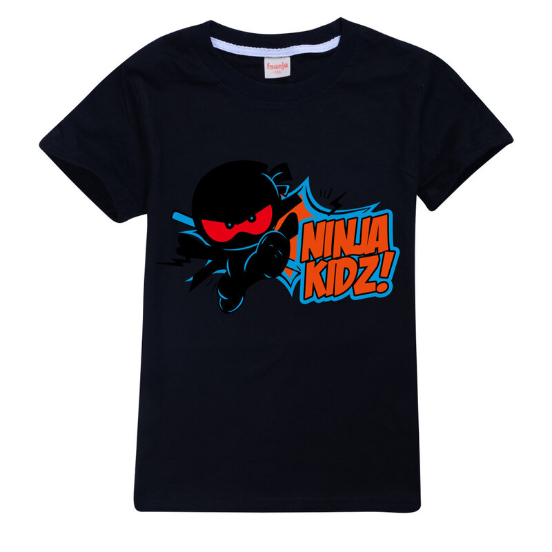 Ninja Kidz algodão camiseta de manga curta infantil, tops de desenhos animados para adolescentes, camisetas para meninos e meninas, roupas de verão, B