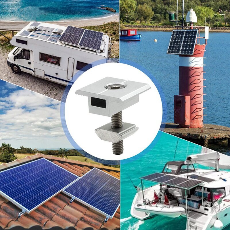 태양광 패널 브래킷 센터 클립, T자형 PV 모듈 브래킷 클립, RV 지붕용 높이 조절 가능, 10 개 팩