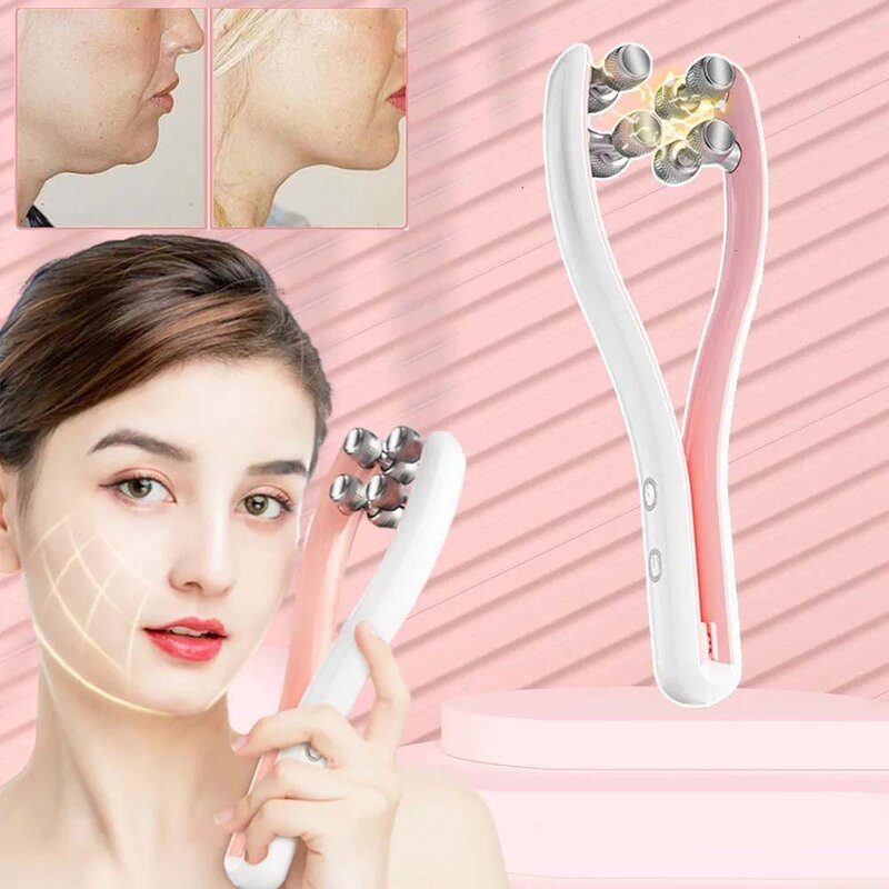 Ems Face Massager Roller Y Shape Face Lifting Device V Face Double Chin Remover Face Care Skin Care Home Use Beauty Tool