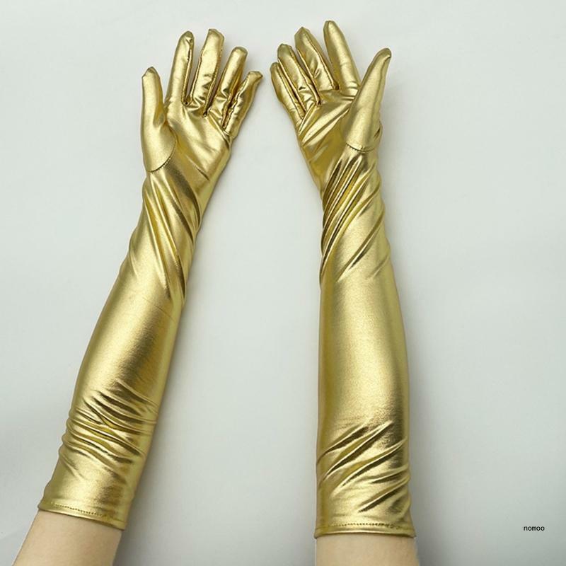 Перчатки для выступлений, длинные перчатки из искусственной кожи, женские длинные перчатки в стиле панк, перчатки для танцев на