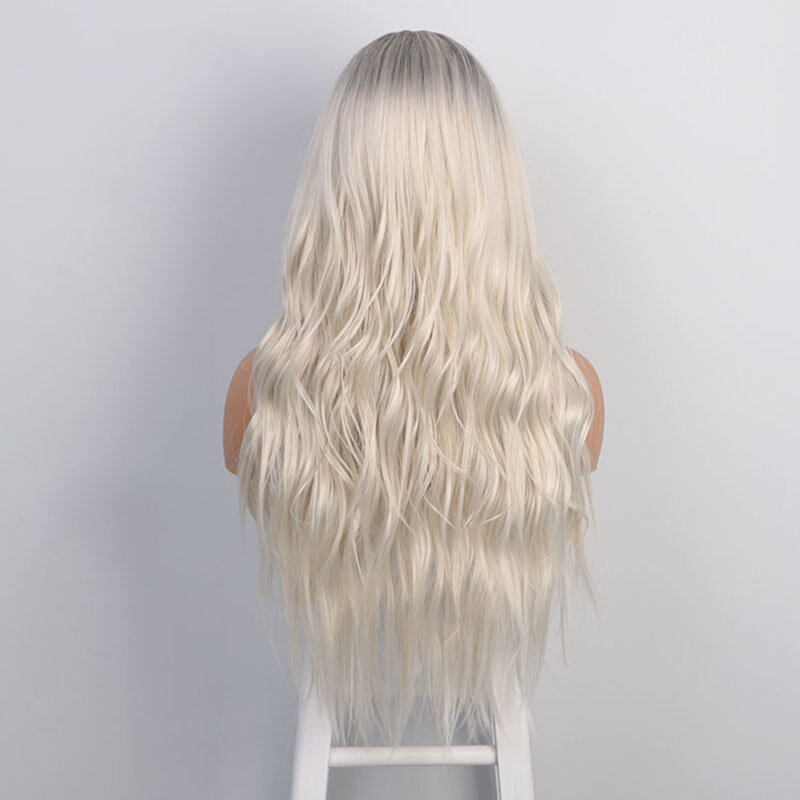 Длинные парики блонд с большой волной, высококачественные синтетические волосы 26 дюймов, вьющиеся волосы, парики для женщин, безклеевые волосы для косплея, парики для ежедневного использования