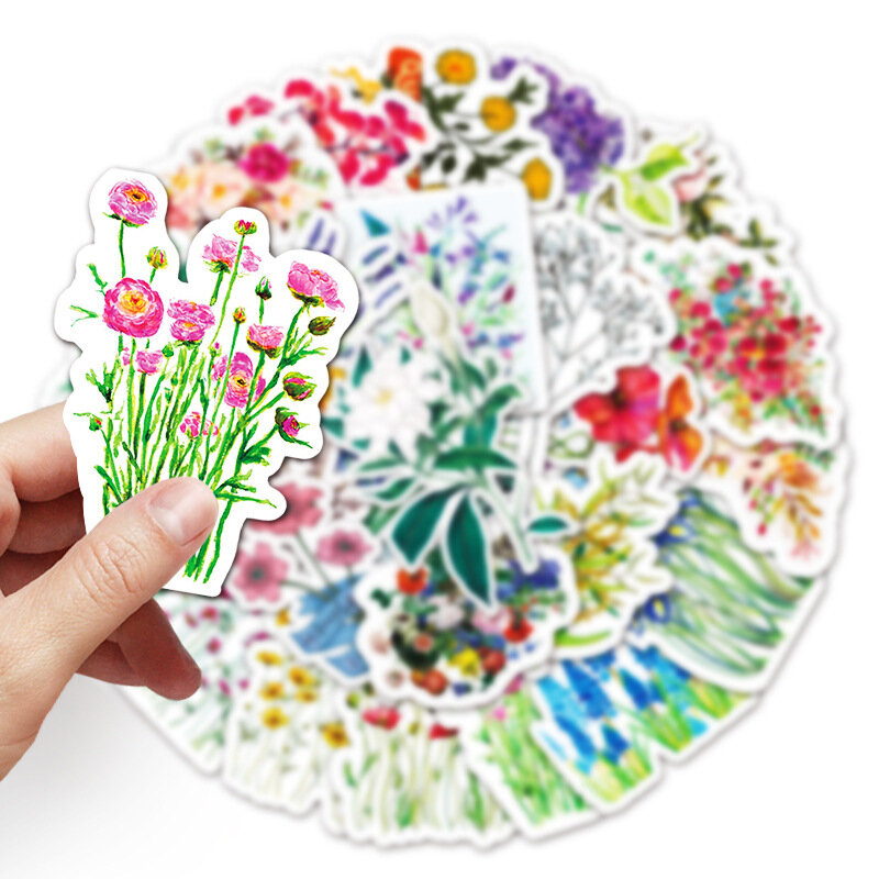 50Pcs Ins Flower Series Graffiti Stickers adatto per caschi per Laptop decorazione Desktop adesivi fai da te giocattoli all'ingrosso