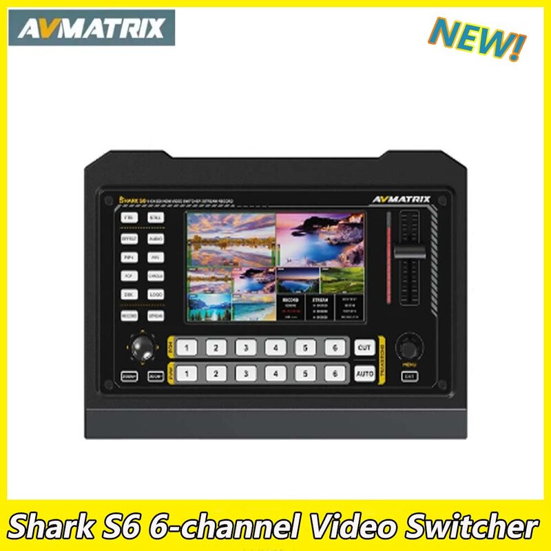 Avmatrix Shark-S6 6-CH HDMI SDI Video Switcher, 5 "USB Disk, SD Card Record, Audio Mixer, PTZ Camera Control para Live Stream
