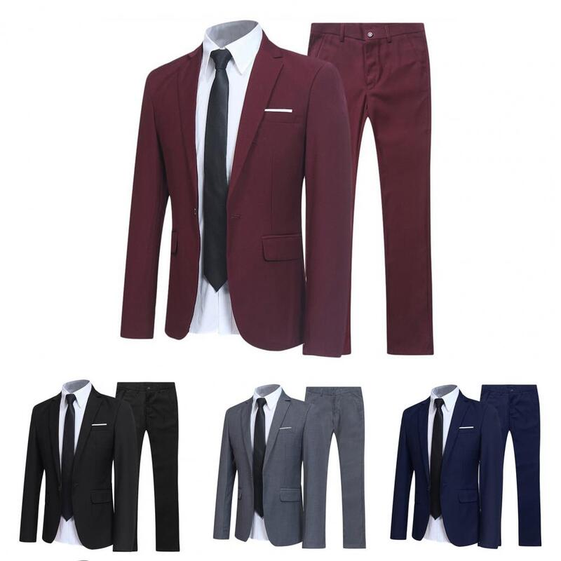 Conjunto de traje Formal para hombre, Blazer con botones y bolsillos, traje de negocios, traje Formal con cuello vuelto para citas