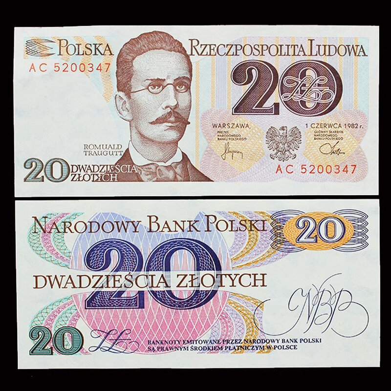 Notas Comemorativas Originais, 1982 Mundo, Polônia 20 Zloty, UNC