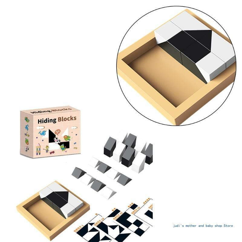 67JC Set Blok Persembunyian untuk Anak-anak Mainan Blok Puzzle Montessori Mainan Pembelajaran Puzzle Intelijen Hadiah