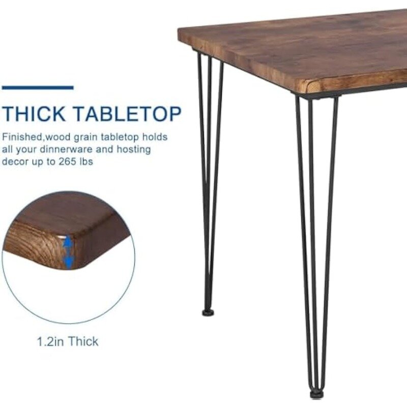 VECELO-Conjunto de muebles de Bar para el hogar, juego de desayuno con 4 sillas, mesa de comedor negra para 4 Retro, marrón, EE. UU., 5 piezas