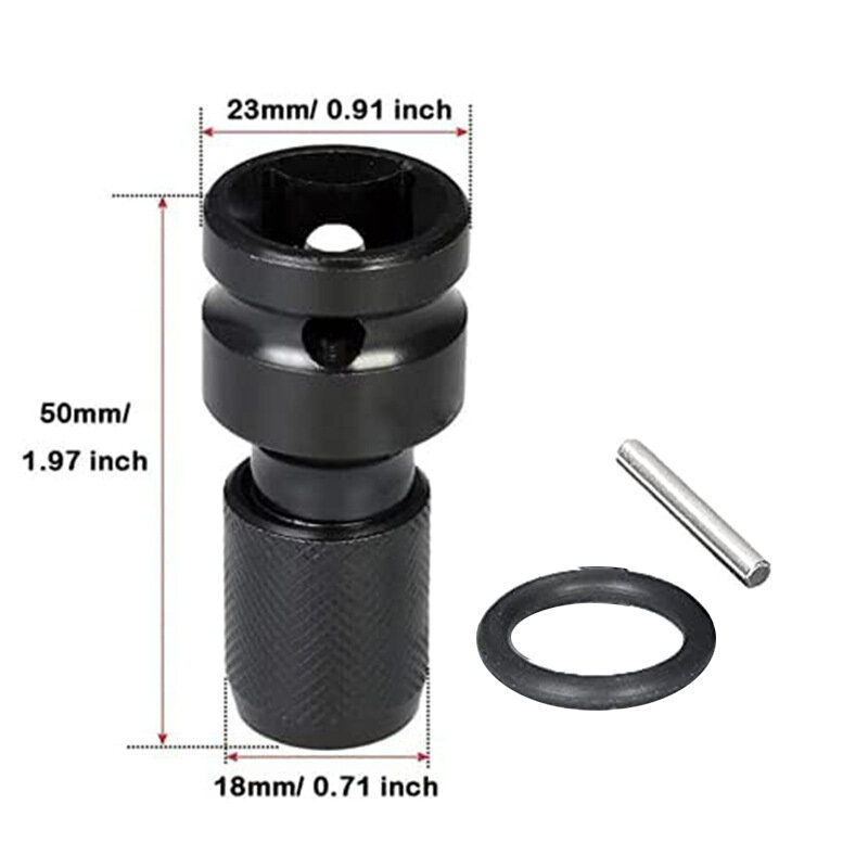 SenNan 1pcs 1/2 Inch Square Drive to 1/4 Inch Hex Socket Adapter Converter Chuck Adapter for Impact Air and Electric Wrench