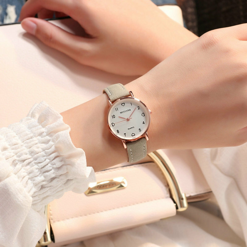 Relógio feminino pequeno, relógio de pulso vintage com pulseira de couro