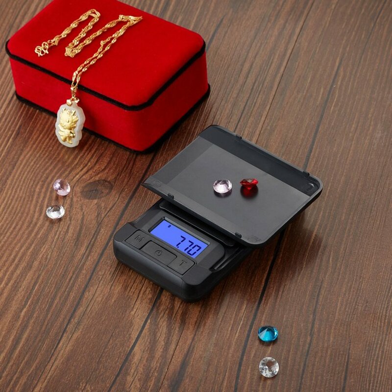 200g * 0.01g/500g * 0.1g مجوهرات إلكترونية دقيقة غرام مقياس الدقة مقياس معايرة المحمولة وظيفة عرض فائقة الوضوح