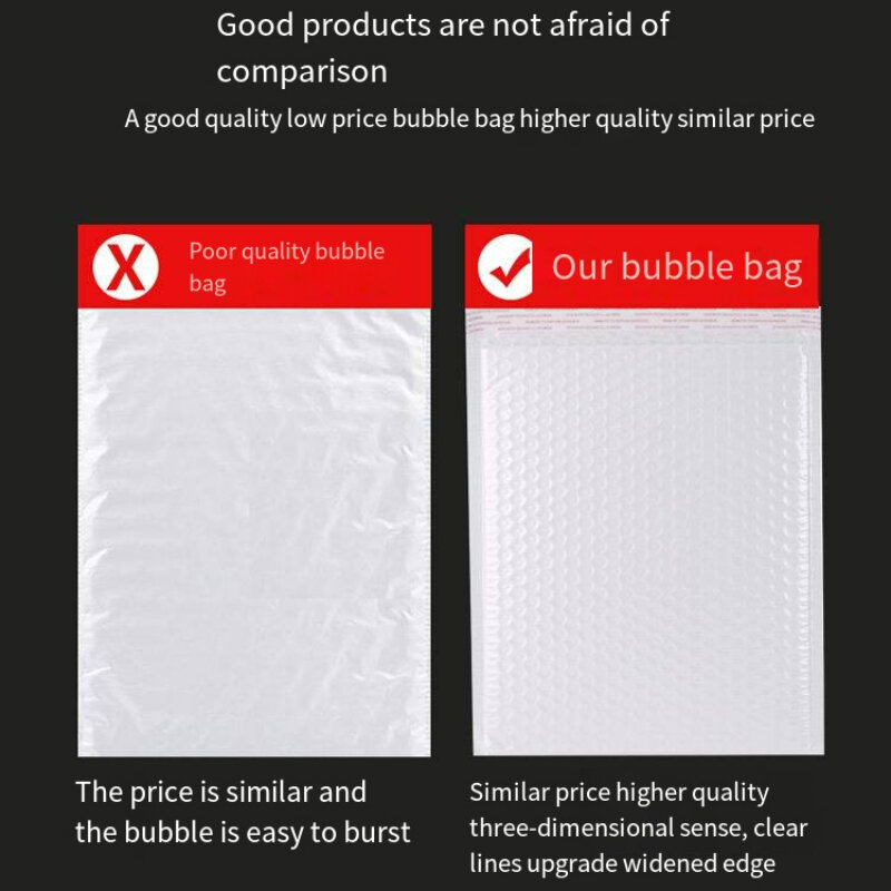 Bolsas de embalaje acolchadas para negocios, sobres de burbujas de 20x25cm, color blanco, 10 piezas
