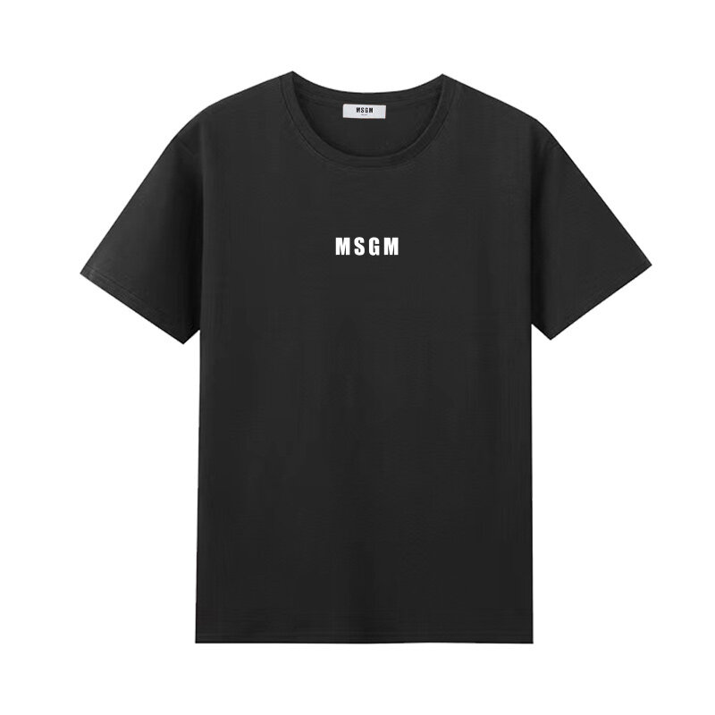 2024 letnia solidna kolorowa bawełniana T-shirt męski kobiet w tym samym nadruk liter para wygląda na modę uliczną w stylu minimalistycznym