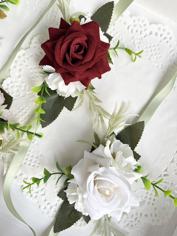 Damigelle d'onore bracciale con corpetto da polso accessori da sposa fiori di seta bracciali con polsino artificiale corpetto decorazione per feste di matrimonio