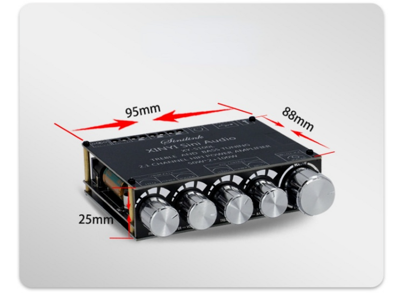 Módulo amplificador de potência áudio bluetooth, subwoofer de graves altos e baixos, XY-S100L, 2.1, 100W-50W