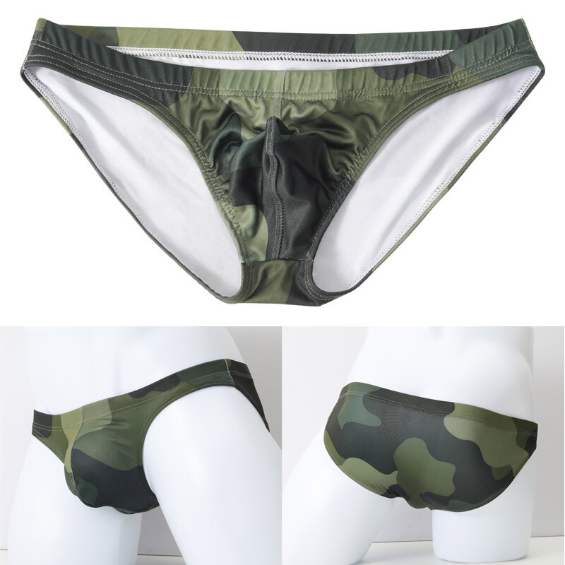 Jockstrap-Slip camouflage respirant pour homme, caleçon taille basse, sous-vêtement sans couture, ultra fin, culotte en poudre bombée, culotte taille basse