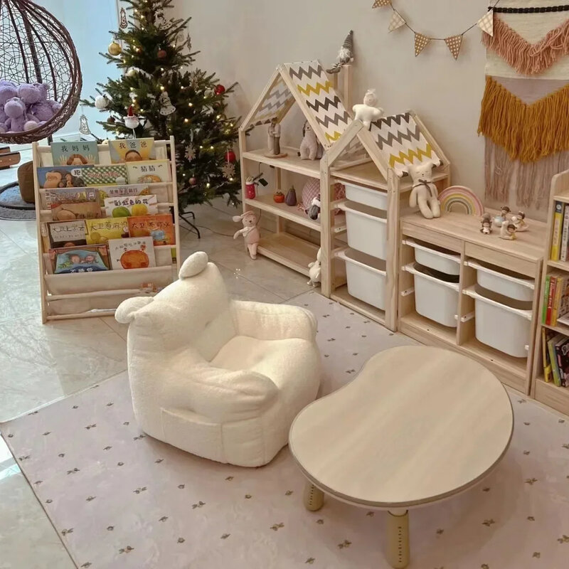 Pequena cadeira de sofá infantil de algodão e linho, leitura do bebê, sofá preguiçoso, tecido de lã, removível e lavável