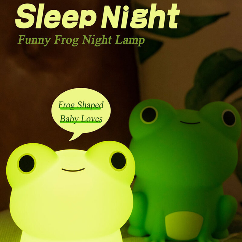 Силиконовая лампа в виде лягушки, мягкая силиконовая лампа в виде лягушки для сна, регулируемая яркость, таймер, перезаряжаемая яркая лампа, декор для комнаты, детские подарки