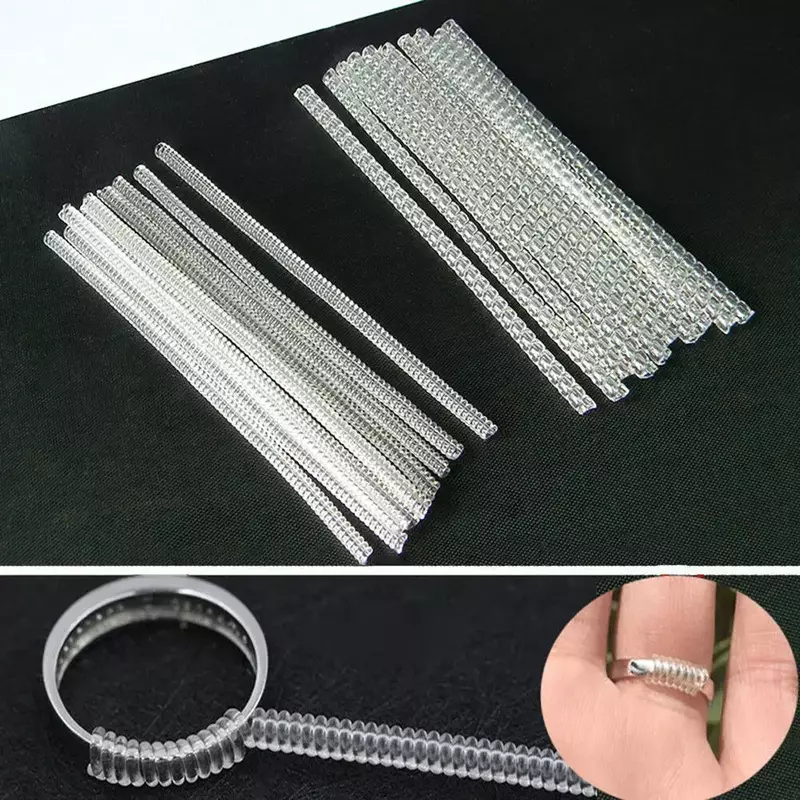 4pcs Ring Size Reducer Tools Spiral Spring Based Rings Adjust Invisible Transparent Tightener Resizing Tools Jewelry Guard