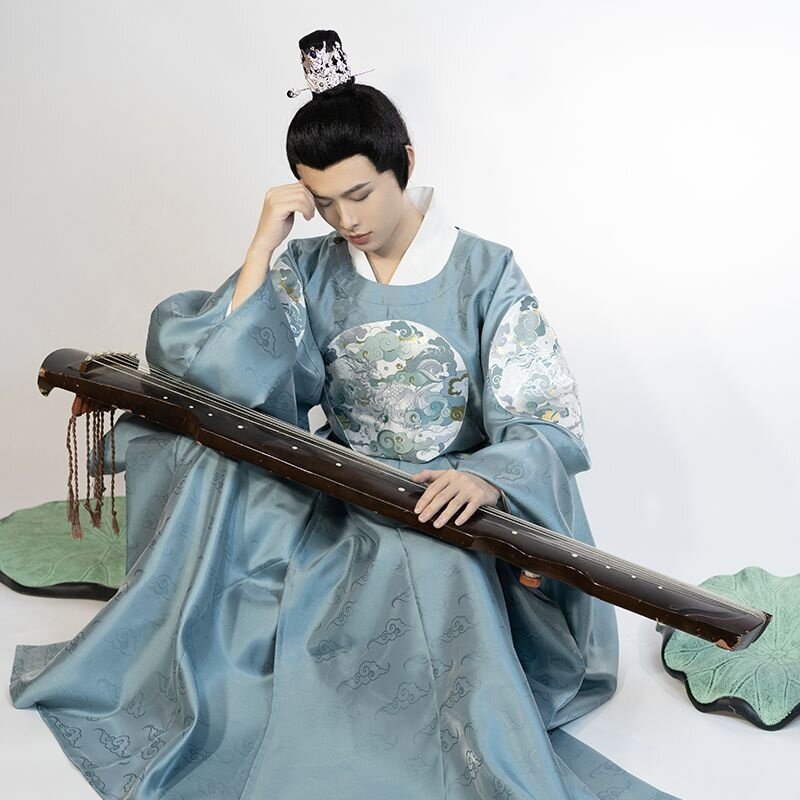 Костюм ханьфу в старинном китайском стиле, мужской костюм с топом, юбкой и поясом, женский халат, костюм с принтом дракона и летающей рыбы