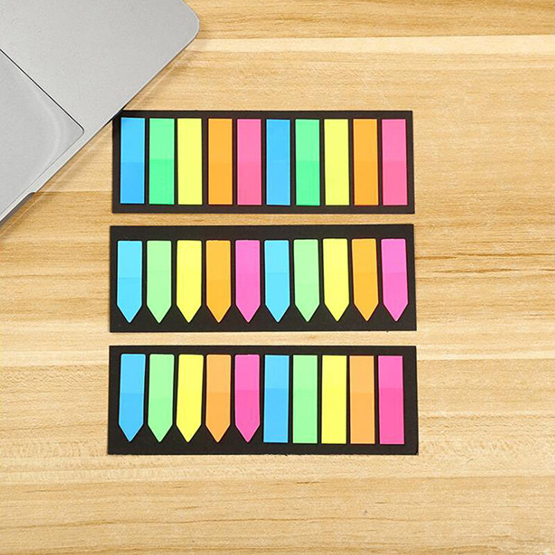 200pcs Color Transparent Fluorescent Index Tabs Flags Sticky Note for Page Marker Planner Stickers Office School Stationery