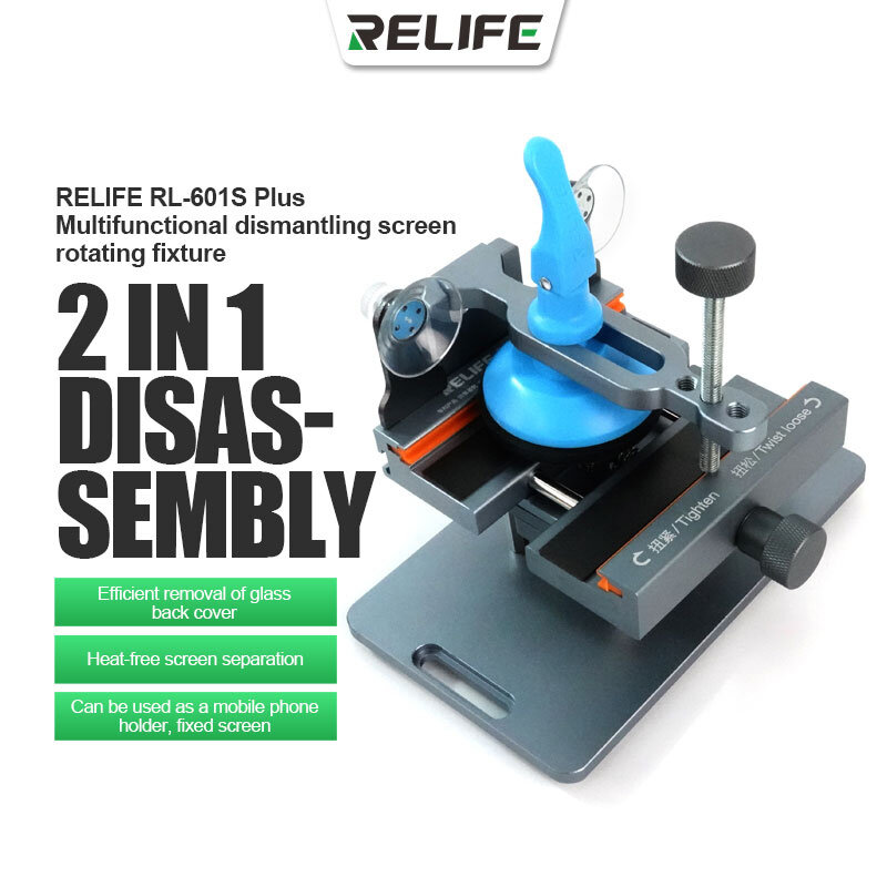 RELIFE-abrazadera giratoria fija RL-601S Plus Pro Mini, herramienta de eliminación de pantalla de vidrio trasero, retención de presión, accesorio de reparación de calafateo, 360 °