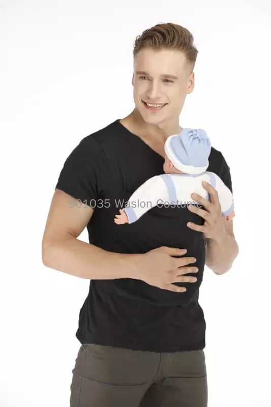 Sicherheit Känguru Tasche T-Shirt Baby trage Schwangerschaft Kleidung Sommer Kurzarm Mutter Vater Top für die Fütterung großen Papa Shirt