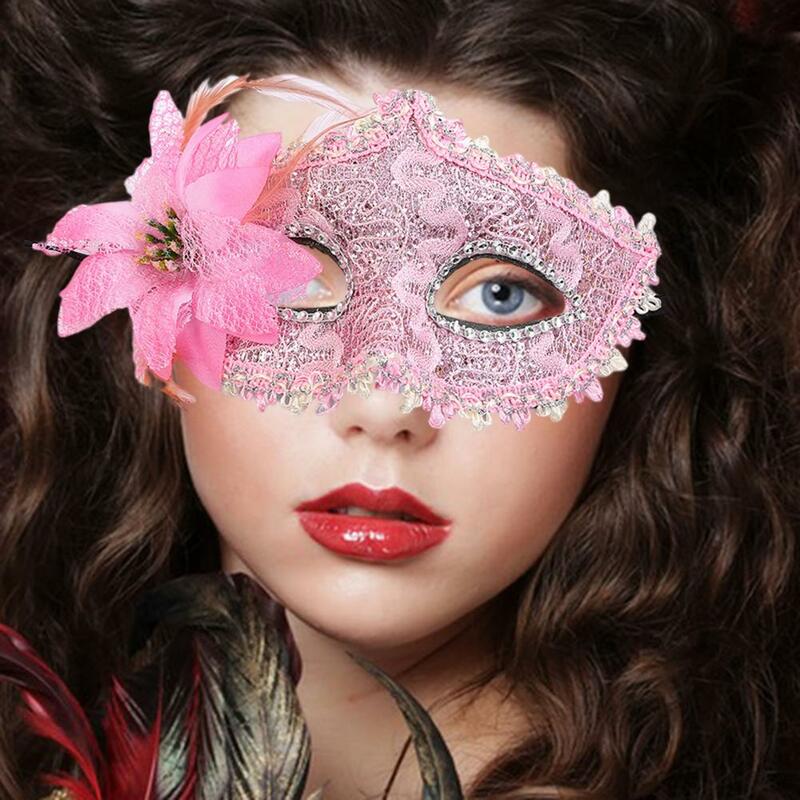 Musujące pół osłona twarzy dekoracja kwiatowa Design z cekinami ultralekki halloweenowy maskarada bandyta impreza tematyczna oko rekwizyt